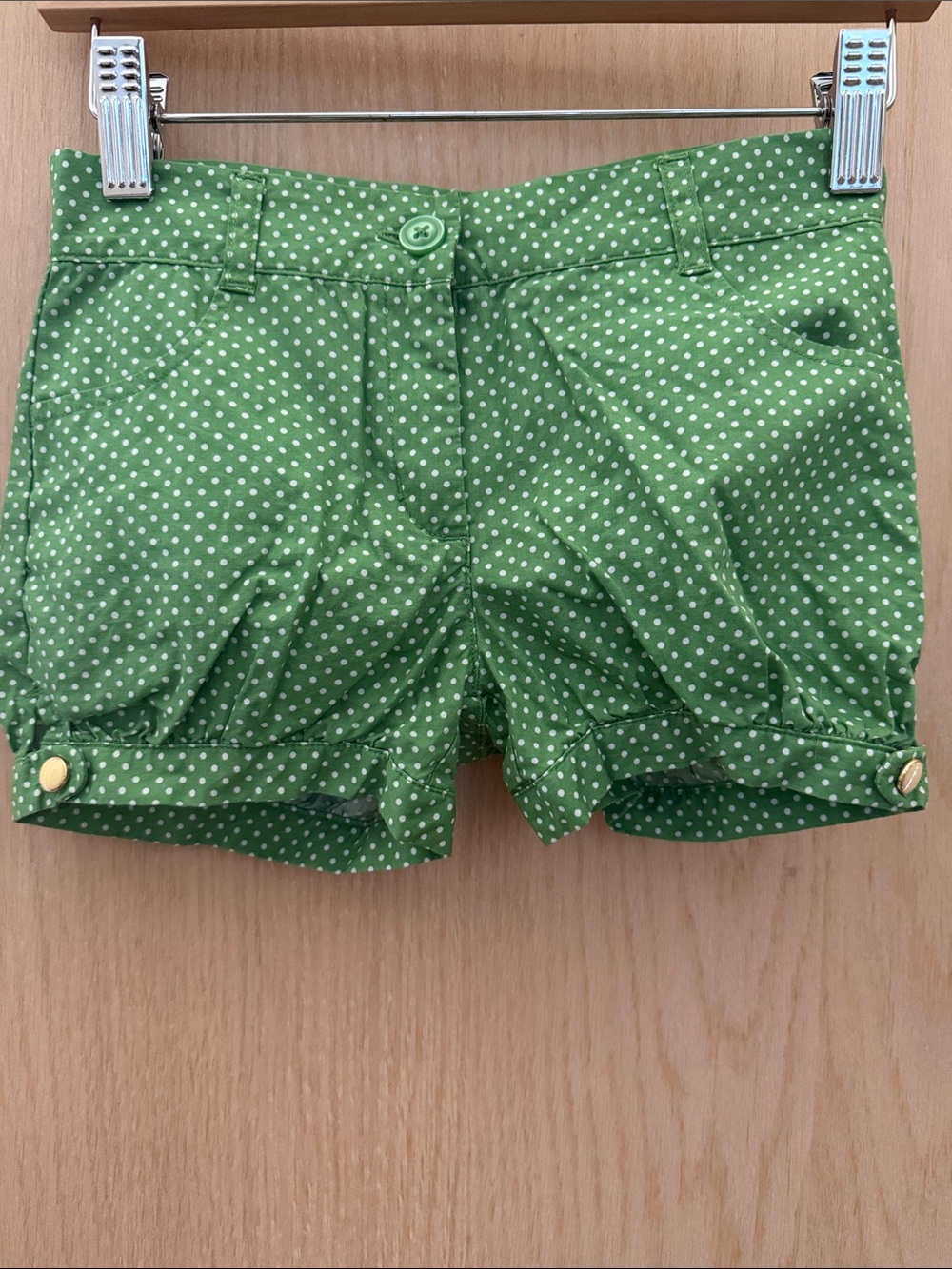 Janie and Jack Green Polka Dot Cuffed Shorts